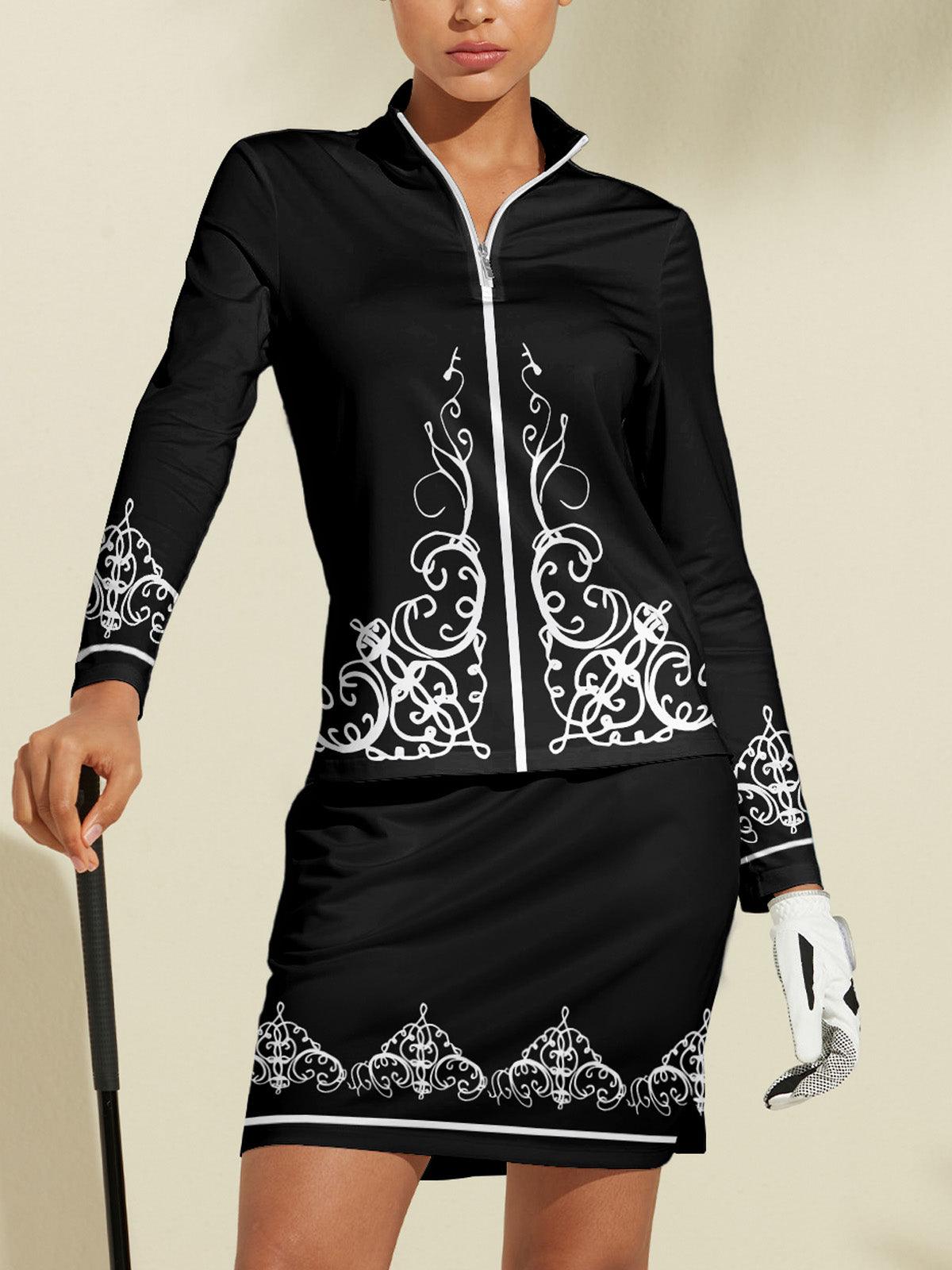 Polo Zip Femme Baroque Manche Longue UPF50+ Tenue Golf