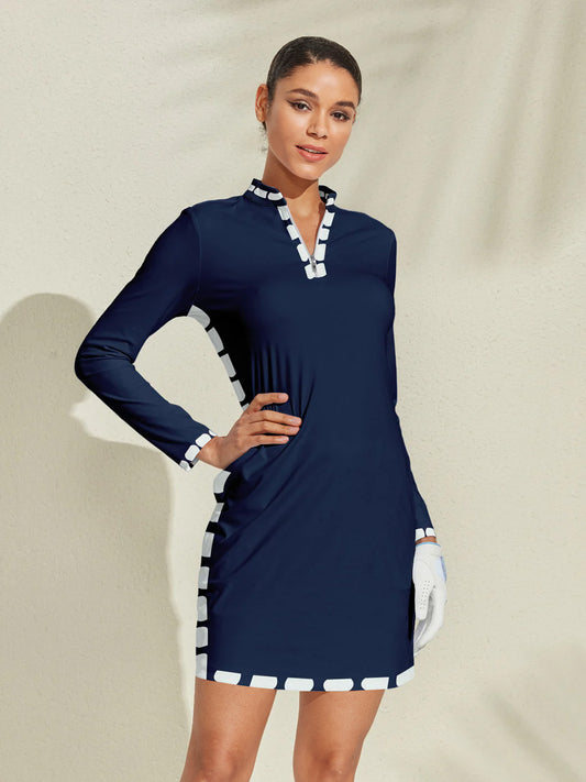 Playful Nautical Long Sleeve Dress UPF50+