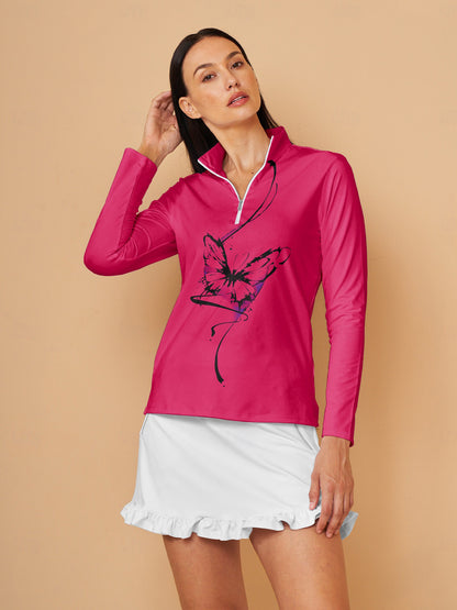 Wildlife Polo Zip Abbigliamento Golf Donna UPF50+