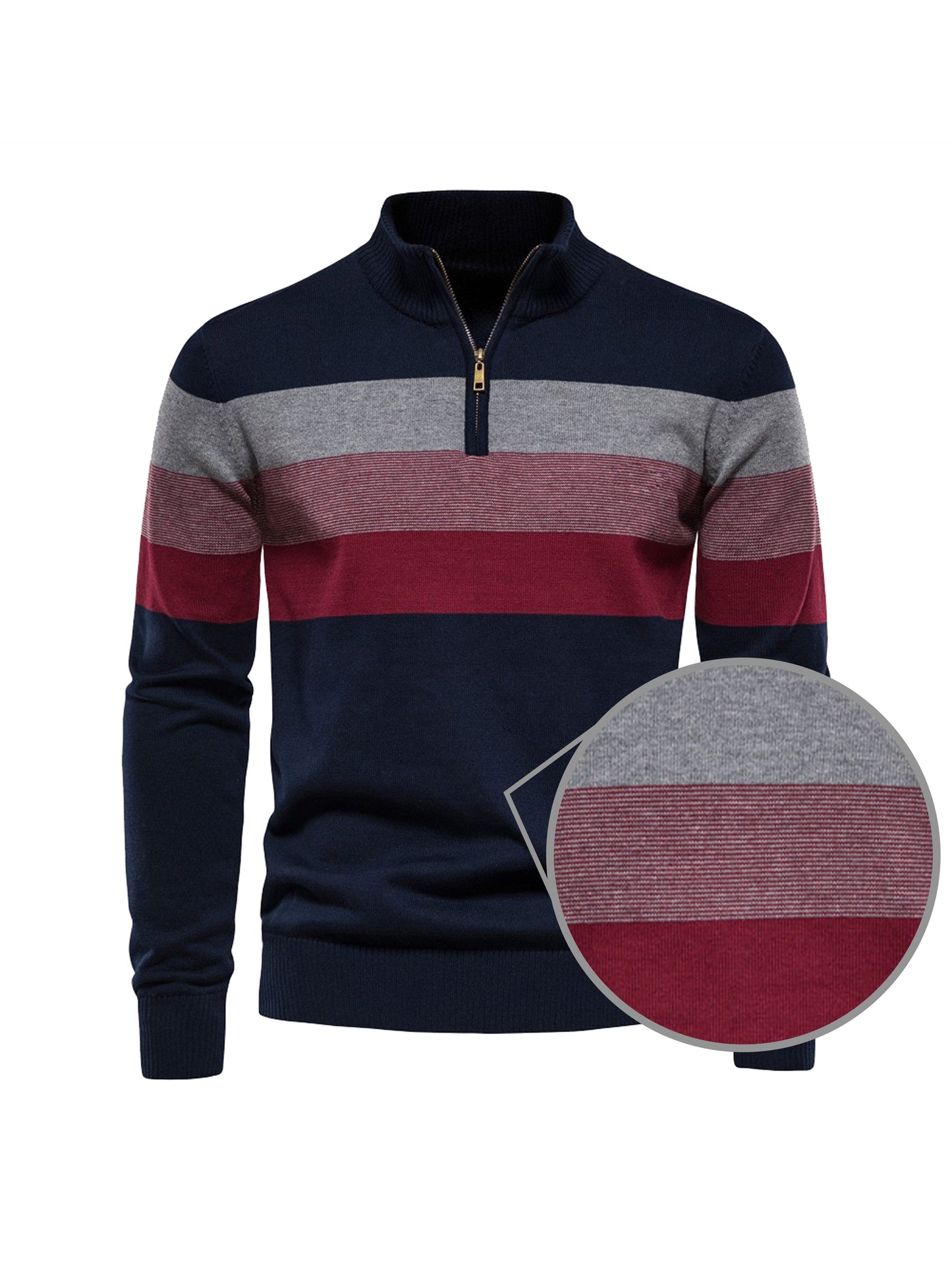 Herren-Golf-Pullover mit Viertelreißverschluss und Farbblockdesign