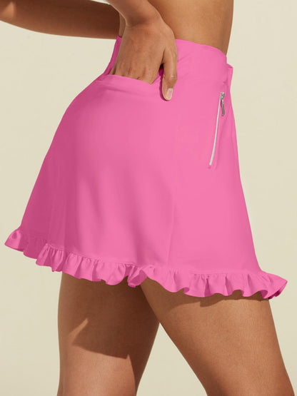 More Than Basic 17 Inch High Waist Ruffle Skort UPF50+