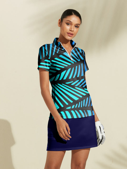 Damen Nautical Zip Polo Top UPF50+ golfbekleidung