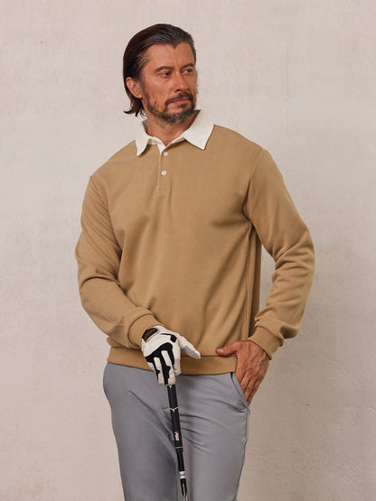 Herren Golf Sweatshirt mit Knopfleiste und Kragen