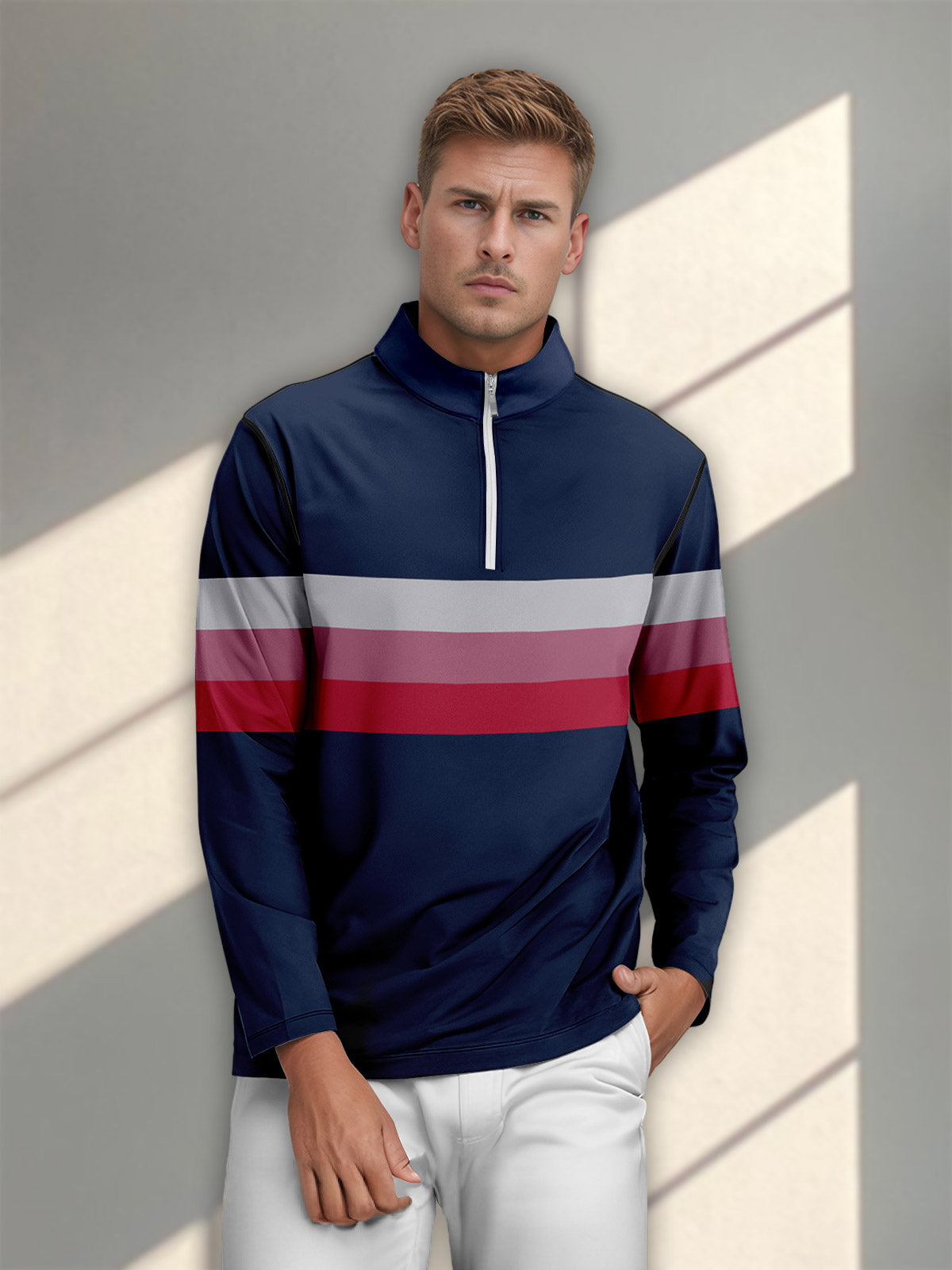 Playful Nautical Men's Golf Shirt Quarterzip UPF50+