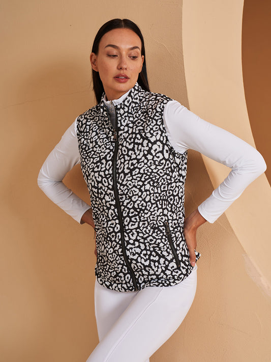 Gilet Femme de golf matelasse ¨¤ motif leopard