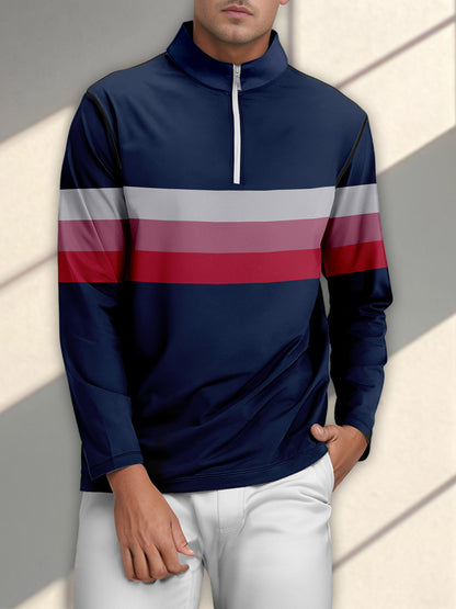 Playful Nautical Men's Golf Shirt Quarterzip UPF50+