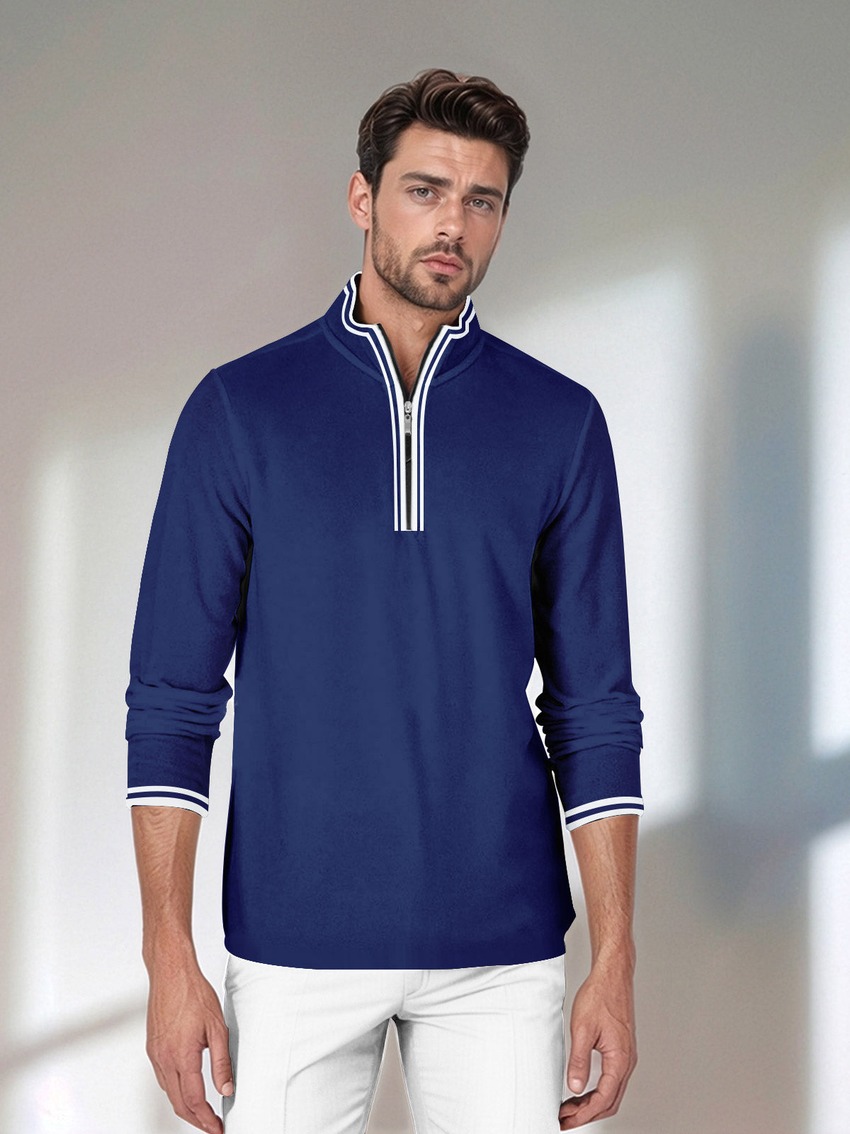 Polo de golf pour homme avec fermeture éclair 1/4 UPF50+