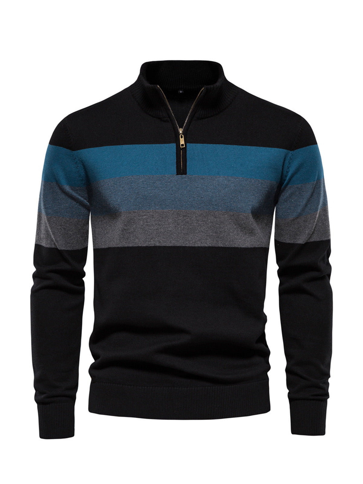 Herren-Golf-Pullover mit Viertelreißverschluss und Farbblockdesign