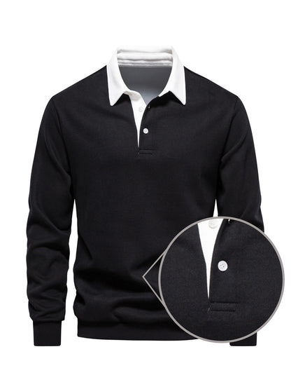 Herren Golf Sweatshirt mit Knopfleiste und Kragen