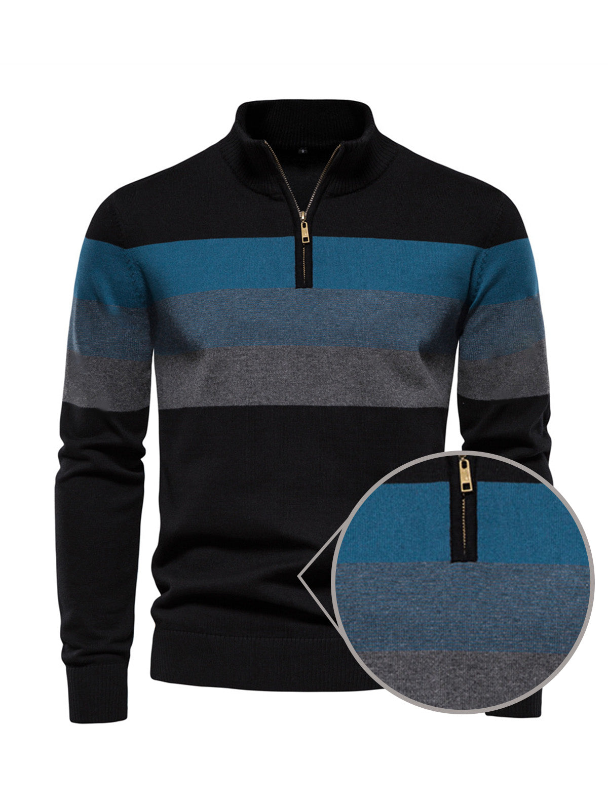 Herren-Golf-Pullover mit Viertelreißverschluss und Farbblockdesign