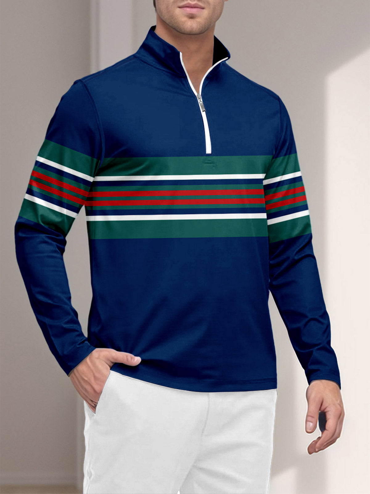 Playful Nautical Men's Golf Shirt Quarterzip UPF50+