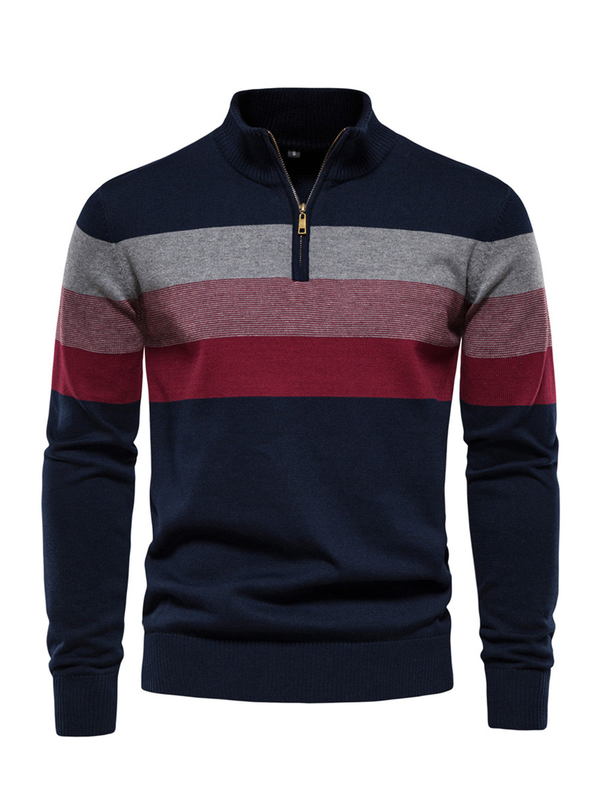 Herren-Golf-Pullover mit Viertelreißverschluss und Farbblockdesign