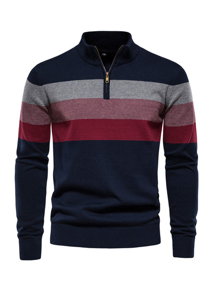 Herren-Golf-Pullover mit Viertelreißverschluss und Farbblockdesign