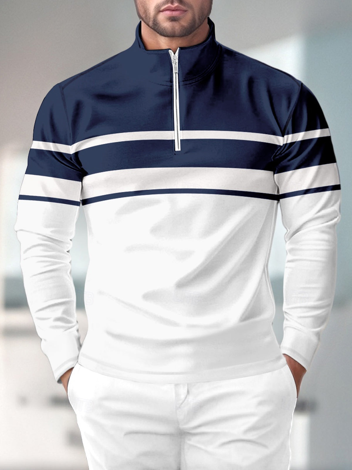 Camisa de golf para hombre con cremallera de un cuarto UPF50+