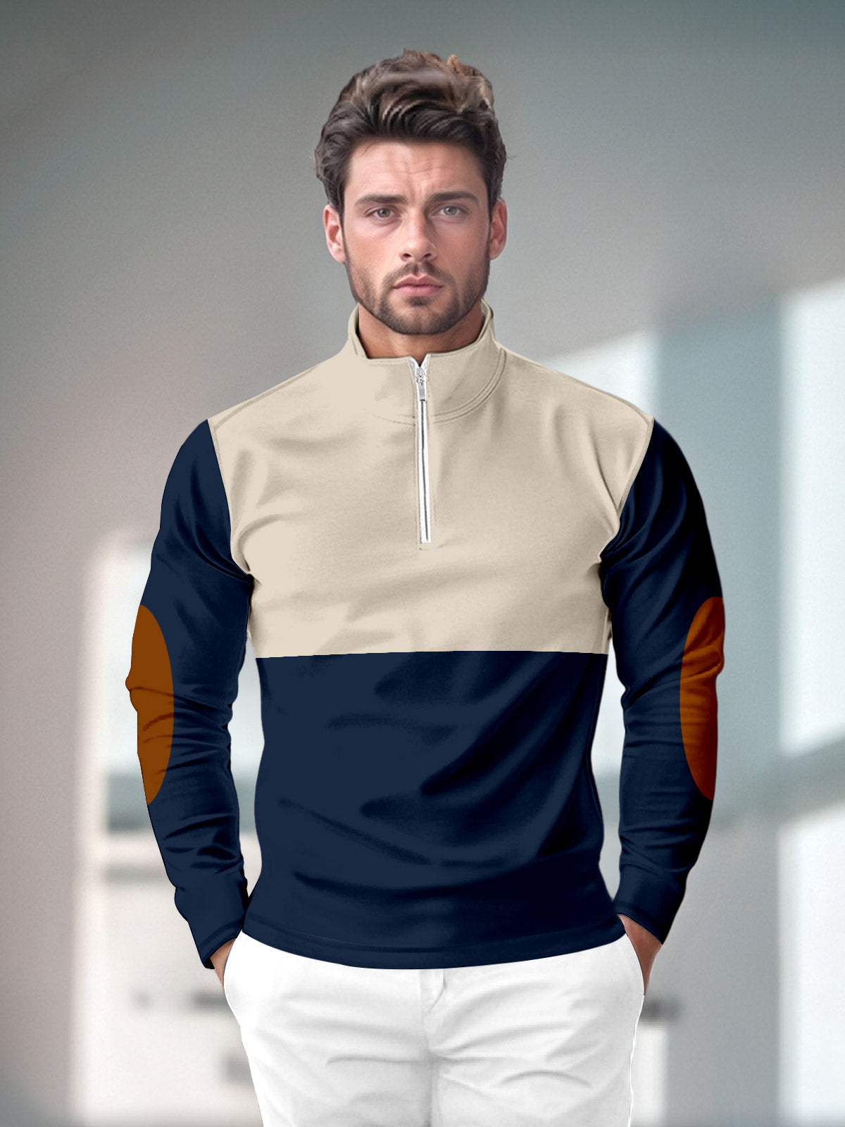 Golfshirt für Herren mit Viertelreißverschluss, LSF 50+