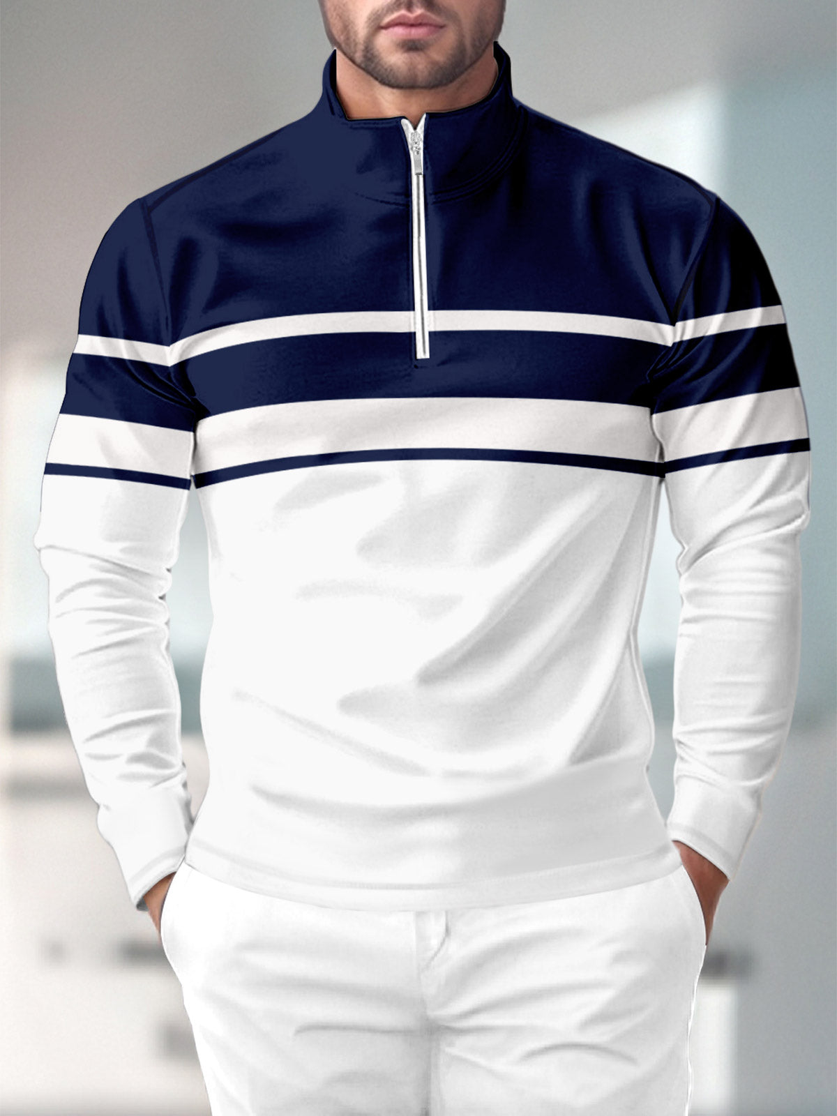 Polo de golf pour homme avec fermeture éclair 1/4 UPF50+