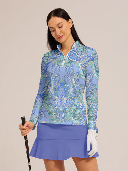 Paisley Damen Langarmpolo mit Reißverschluss UPF50+