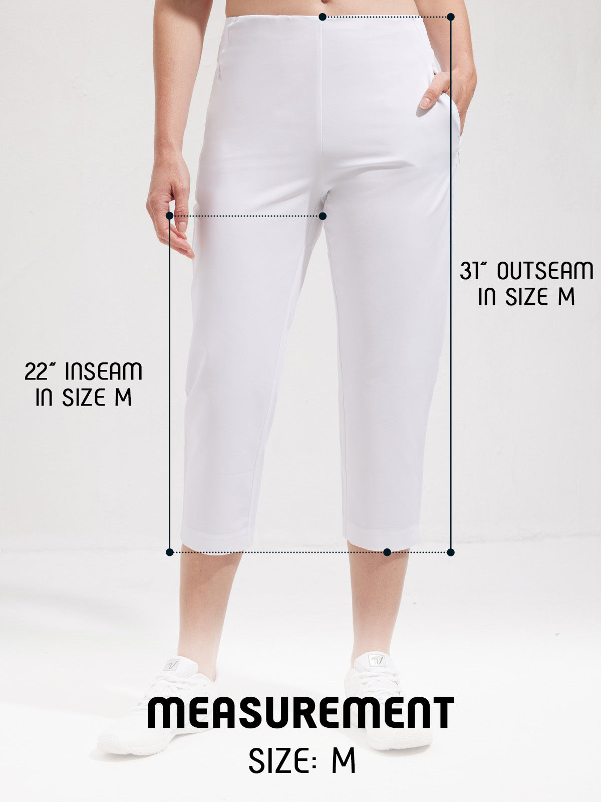 GLAMOUR 22 Inch Slim-Fit Stretch Capri Pants UPF50+