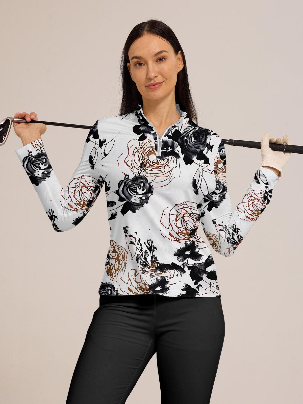 Polo Zip Femme Manche Longue UPF50+ botanique Tenue Golf