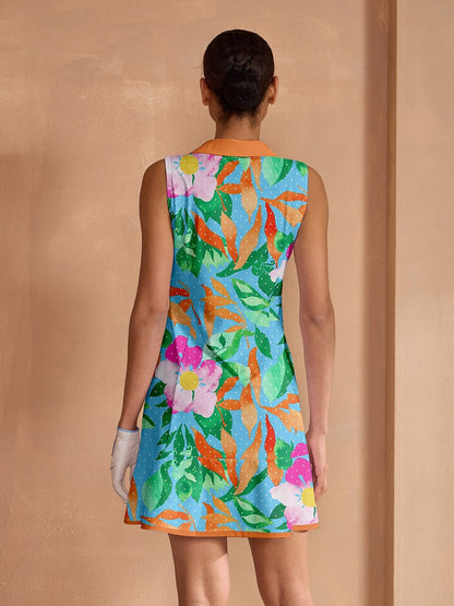 Hyped-up Tropical Ruffle Dress For Golf Pickleball & Tennis