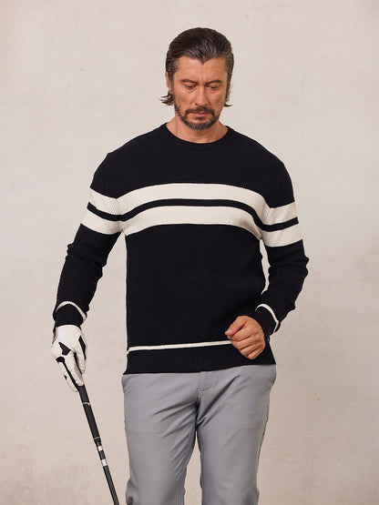 More than basic Men's Golf Crewneck Color Block Sweater