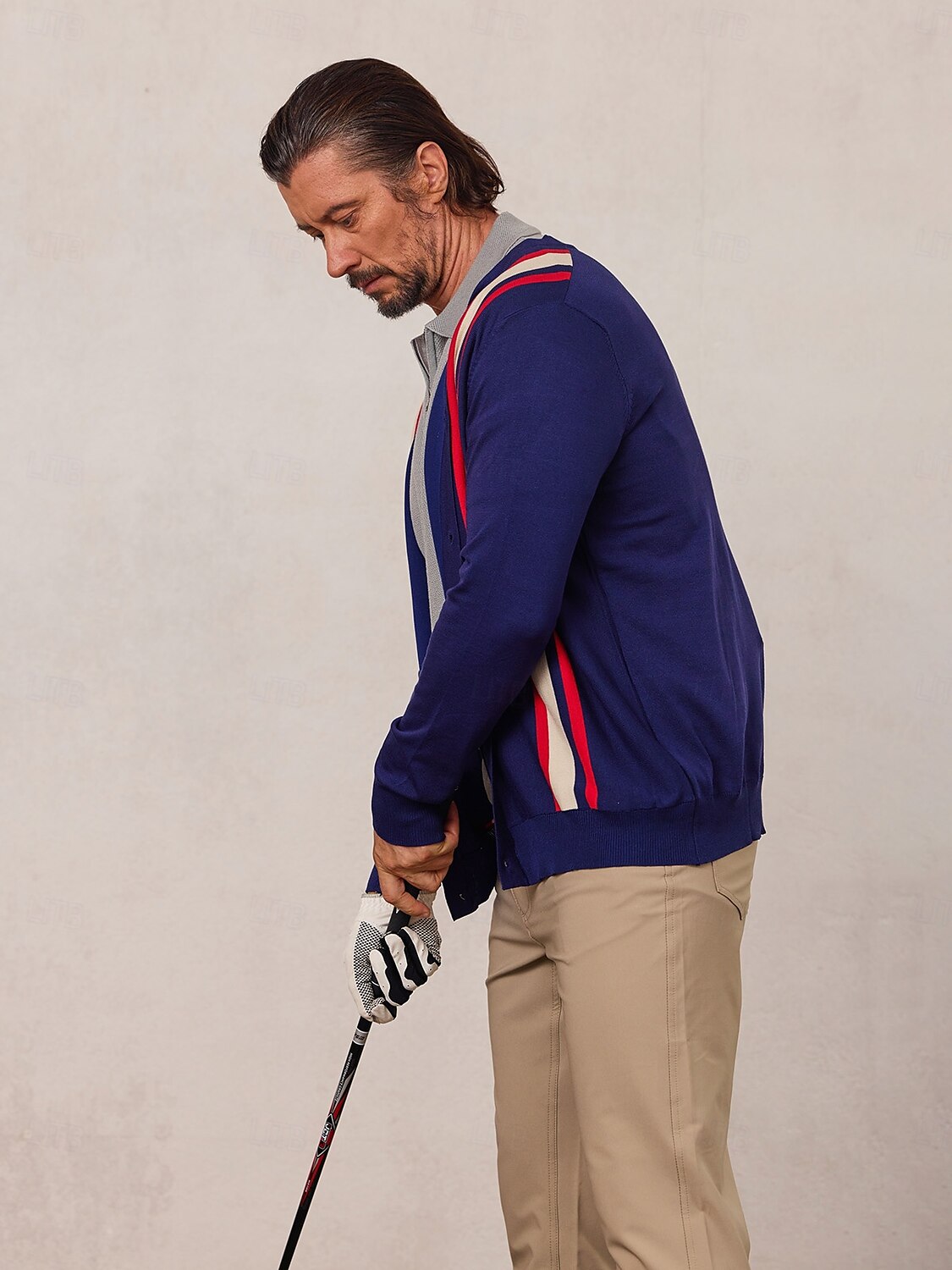 More Than Basic Men's Golf Knit Button Cardigan