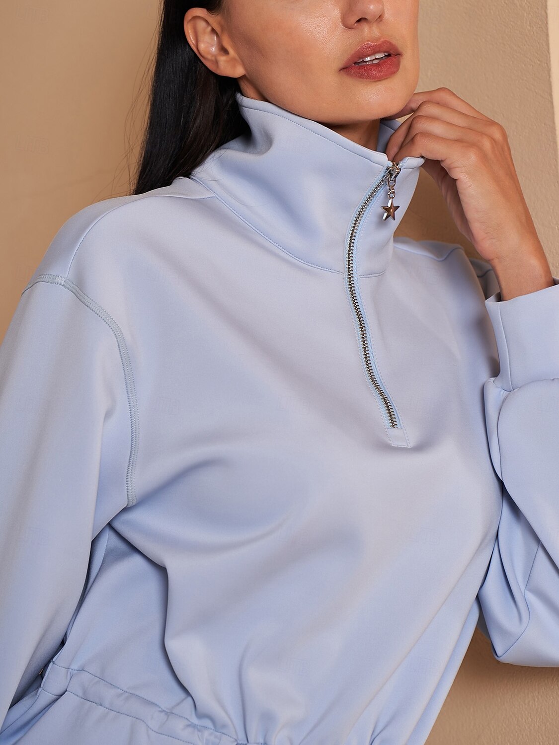 More Than Basic Ruffle Drawstring Waist Sweatshirt