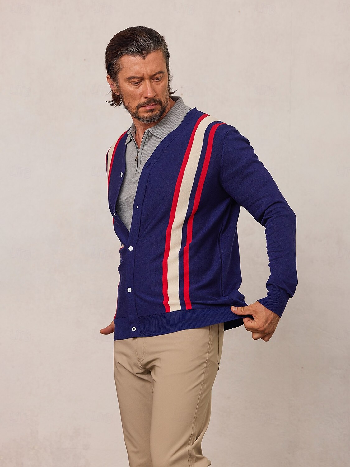 More Than Basic Men's Golf Knit Button Cardigan