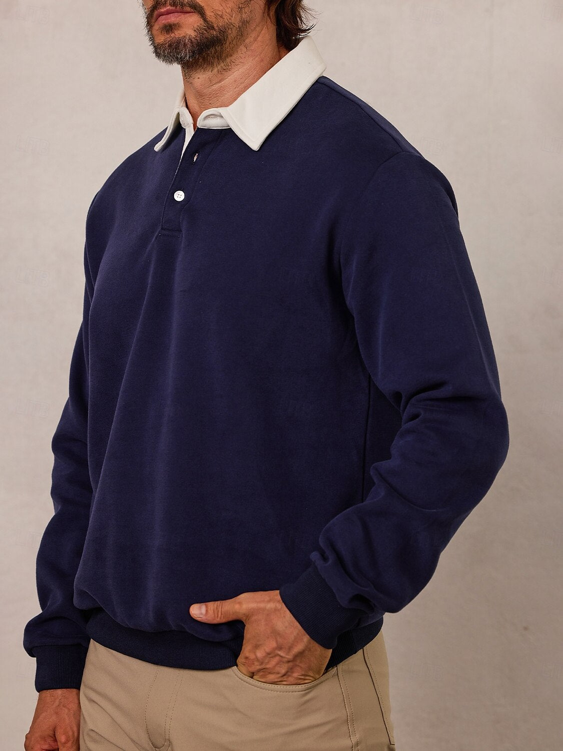 More than basic Men's Golf Button Up Collared Sweatshirt