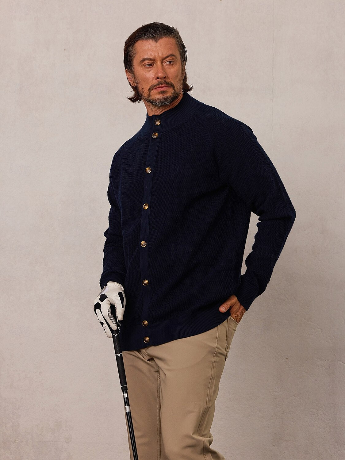 More than basic Men's Golf Knit Button Up Cardigan