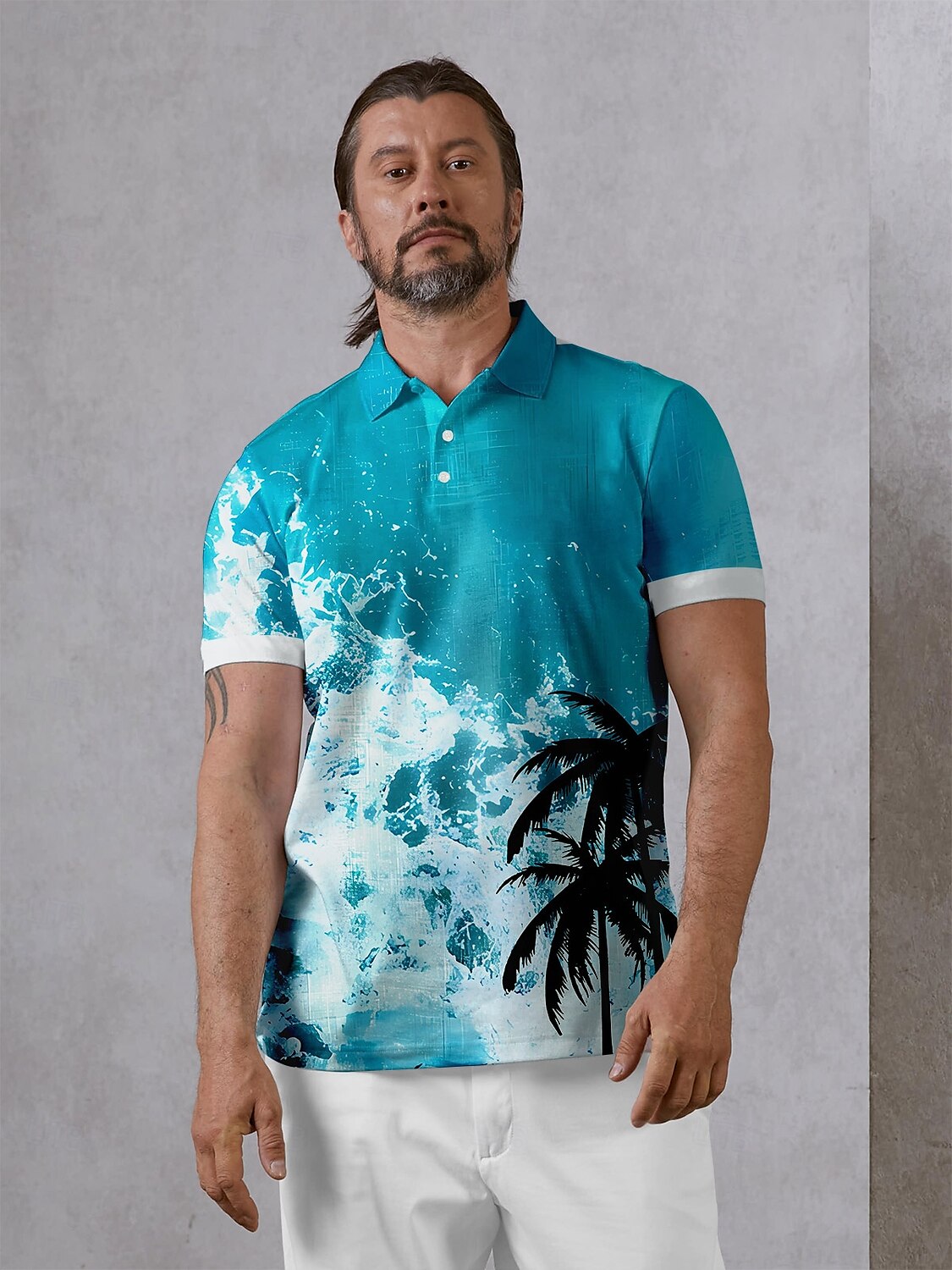 Hyped-up Tropical Men's Polo Top UPF50+