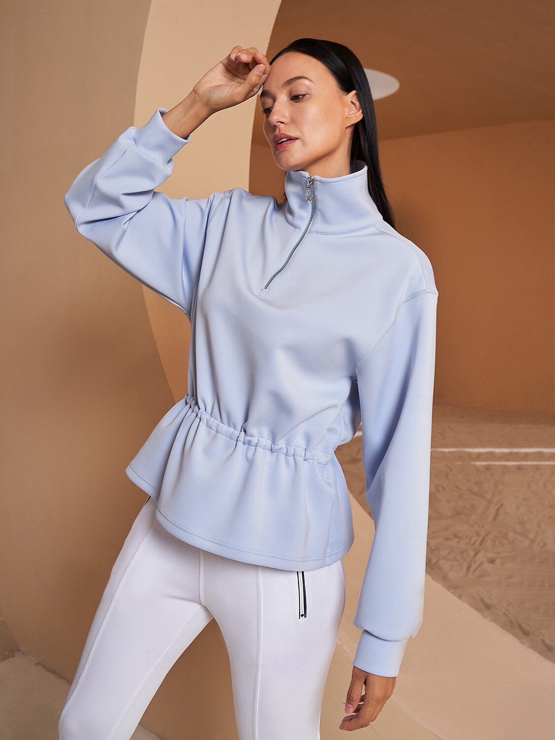 More Than Basic Ruffle Drawstring Waist Sweatshirt