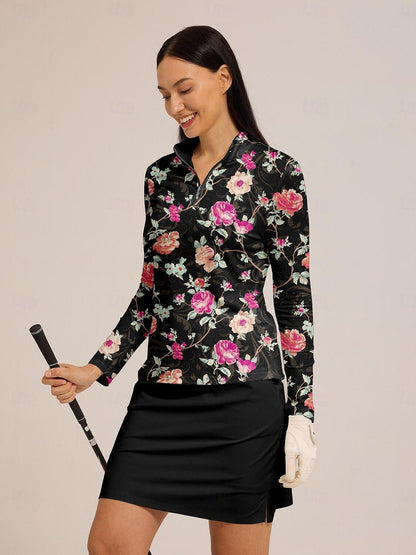 Botanical Polo Zip Abbigliamento Golf Donna UPF50+