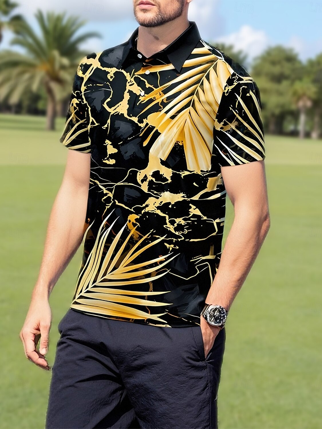 Hyped-up Tropical Men's Polo Top UPF50+