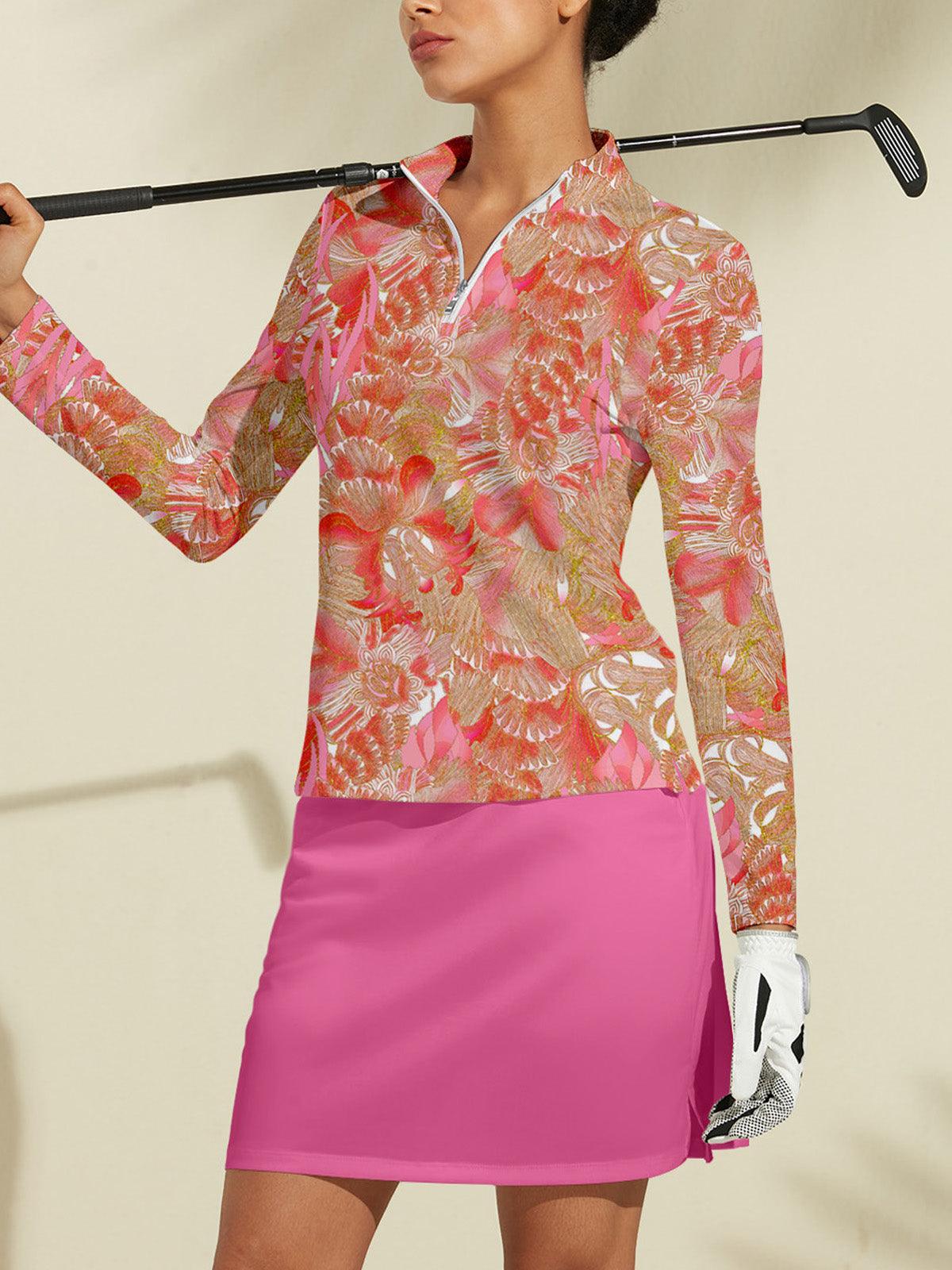 Botanical Polo Cremallera Ropa Golf Mujer UPF50+