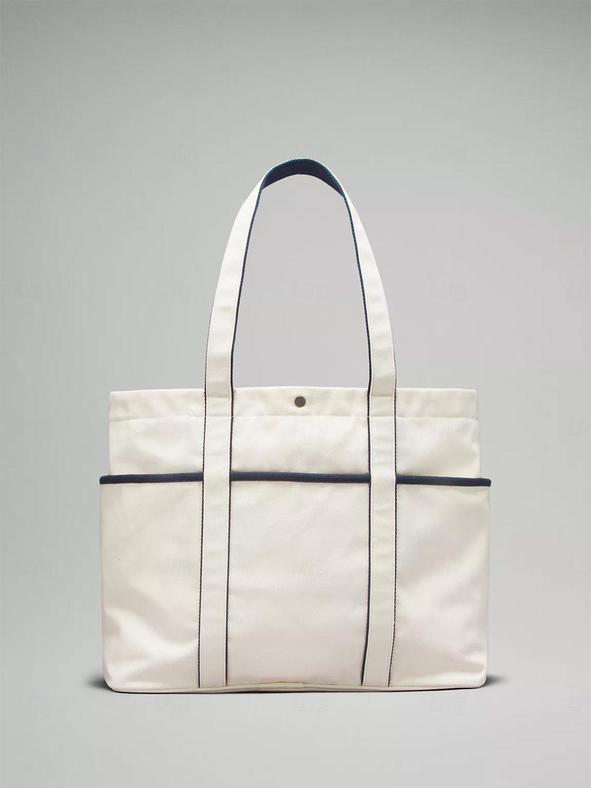 Casual Multi-Pocket Canvas Tote Bag