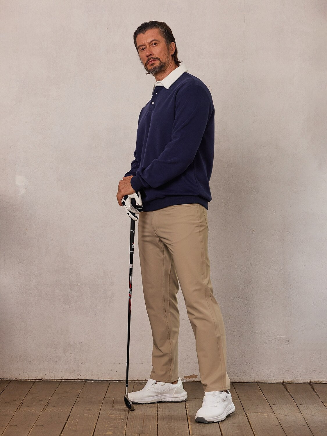 More than basic Men's Golf Button Up Collared Sweatshirt