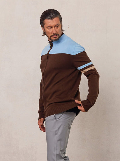 More Than Basic Men's Golf Knit Full Zip Cardigan