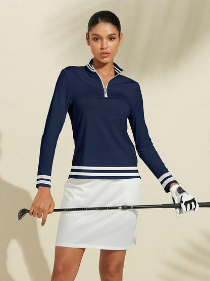 Nautical Polo Zip Abbigliamento Golf Donna UPF50+