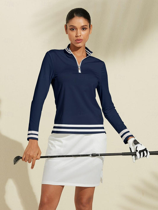 Playful Nautical Golf Shirt Quarterzip UPF50+