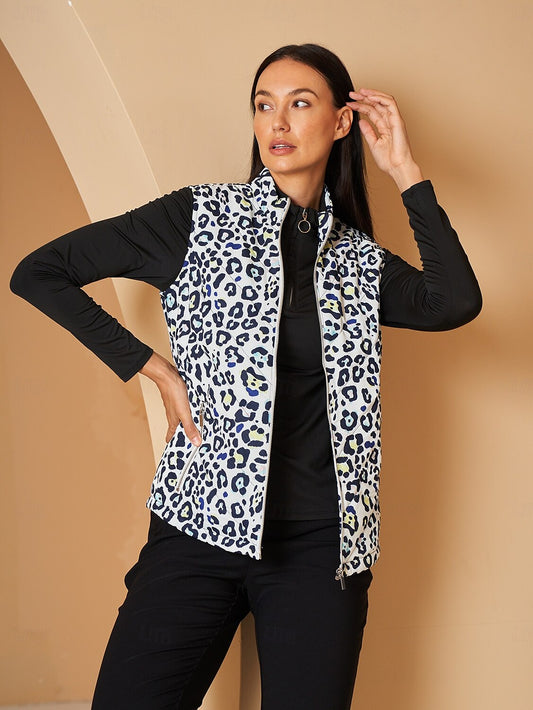 Gilet Femme de golf matelasse ¨¤ motif leopard