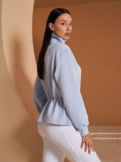 More Than Basic Ruffle Drawstring Waist Sweatshirt